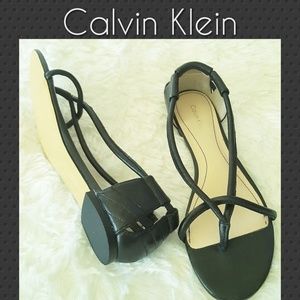 Calvin Klein Sandal Roslyn Black Leather Sz7.5
